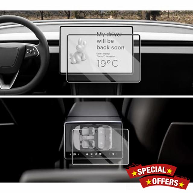 CDEFG Compatible with Tesla Model 3 2024 Highland 15.4 + 8 Inches Navigation and Instrument Panel Tempered Glass Screen Protector Film Highland 2024 Accessories Pack of 2