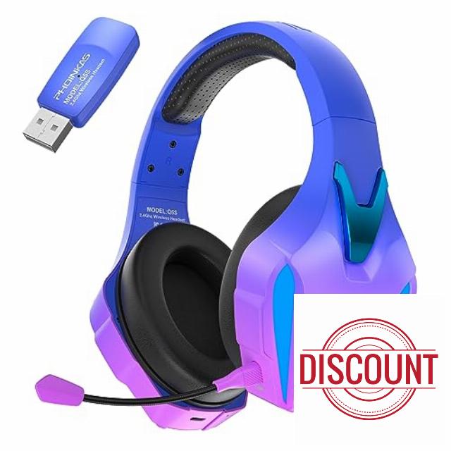 PHOINIKAS Wireless Gaming Headset for PS4 PS5 PC Switch
