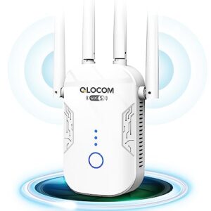 QLOCOM 2025 Newest WiFi Extender Booster Blazing-Fast 1200Mbps WiFi Booster Range Extender Dual Band 5GHz & 2.4GHz Wireless Signal Booster/Hotspot with 2800 Sq.Ft Wider Coverage
