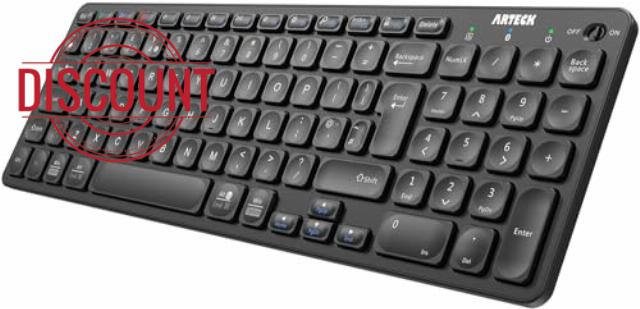 Arteck HB305-2 Universal Multi-Device Bluetooth Keyboard Ultra Compact Wireless Bluetooth Keyboard with Media Hotkeys for Windows iOS iPad OS Android Computer Desktop Laptop Surface Tablet Smartphone