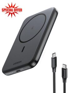 UGREEN Nexode MagSafe Power Bank 5000mAh Mini Magnetic Wireless Power Bank PD 3.0 USB-C Fast Charging Portable MagSafe Charger Compatible with iPhone 15 Pro Max/Pro/Plus/15