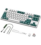 MAMBASNAKE K87 TKL Hot Swappable Wireless Mechanical Gaming Keyboard with Custom Coiled USB C Cab...
