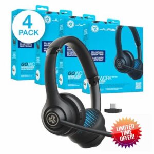 JLab Go Work 2nd Gen Wireless Headsets with Microphone for Laptop