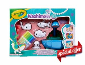CRAYOLA Washimals Pets - Ocean Lagoon Playset | Colour Your Own Washimal Pets Again and Again | Includes 6 Washable Markers | Ideal for Kids Aged 3+