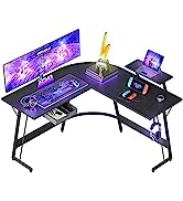 CubiCubi Computer Desk with Storage Shelves 140x84 cm, Small L Shaped Desk Home Office Coner Desk...