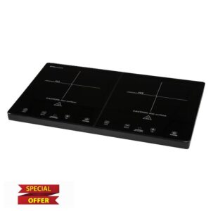 EMtronics 2800W Double Induction Cooker Hob with 9-Level Dual Temperature Control