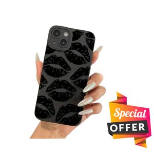 CBLdF Phone Case Black Lips Kiss Print Soft Phone Case For Phone 15 Pro Max 14 13 12 11 Pro Max 14 15 Plus Matte Cover-for Phone 12pro Max-1