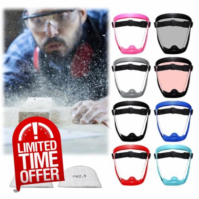Yxrdzkj Tooltekt & Fog Tooltekt Dust Super Protective for Grinding and Cutting Adjustable Universal with Elastic Belt Filter Cotton Pads Transparent Face All Inclusive Face Super Lightweigh