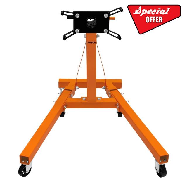 Engine Gearbox Support Stand 900kg 2000LBS Folding Legs Heavy Duty Swivel Transmission 360 Degree Rotation 810mm Work Height 6 Wheels 2 Brakes 4 Mounting Arms Professional Car Trolley Garage Workshop