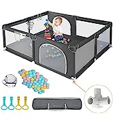 COMOMY Retractable Baby Gate for Stairs, 0-180cm Mesh Dog Gate for House Doorways Hallways, 84cm ...