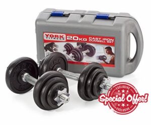 York Fitness Cast Chrome Dumbbell Spinlock - Adjustable Dumbbell Free Weights Set Perfect Hand Weights for Bodybuilding Weightlifting Barbell Weights Home Gym Equipment (Pack of 2) - Black