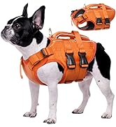 Kuoser Dog Life Jacket w/ Reflective Stripes, Adjustable High Visibility Dog Life Vest Ripstop Do...