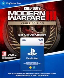 £100 PlayStation Store Gift Card for Call of Duty: Modern Warfare III - Vault-Edition | UK Account [Code via Email]
