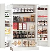 Yusong 41'' Traditional Kitchen Pantry with Doors and 6 Adjustable Shelves, Kitchen Storage Organ...