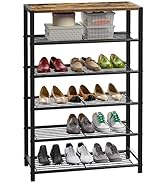 Yusong Shoe Rack, 4 Tier Shoe Organizer Storage for Closet Entryway, Narrow Slim Metal Shoe Shelv...