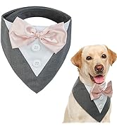 Kuoser Breathable Dog Bandana for Large Dogs - Dog bow tie,Dog tuxedo adjustable Neck Scarf for W...