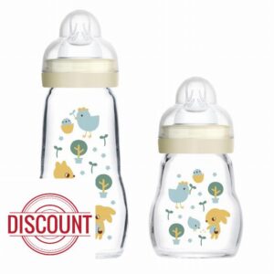 MAM Feel Good Glass Baby Bottle Pack of 2 (170 ml & 260 ml)