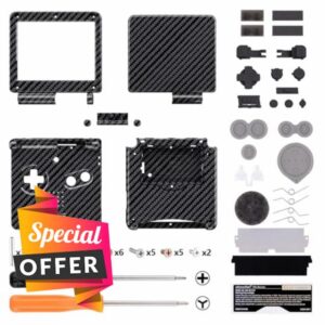 IPS Ready Upgraded eXtremeRate Graphite Carbon Fiber Patterned Custom Replacement Housing Shell for Gameboy Advance SP GBA SP – Compatible with Both IPS & Standard LCD – Console & Screen NOT Included