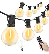 Yuusei Outdoor String Lights Mains Powered, 100Ft LED Festoon Lights with 50+2 Shatterproof Bulbs...