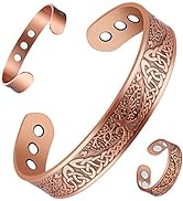 Vicmag 2PCS Copper Magnetic Bracelet for Men Women 3500 Gauss Magnets 100% Solid Pure Copper Jewe...