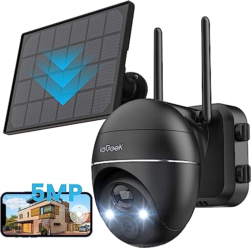 360° Solar Security Camera Outdoor with 9000mAh Rechargeable Battery Powered