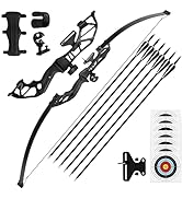 REAWOW Recurve Bow Bow And Arrow Set 15 Pounds Creative Gifts For Outdoor Archery Beginners Targe...