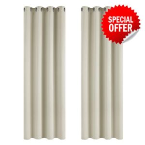 Deconovo Super Soft Eyelet Curtains Thermal Insulatde Blackout Curtains for Livingroon 46 x 54 Inch Light Beige 2 Panels