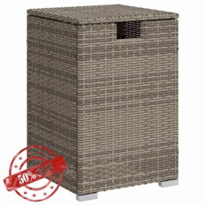idaXL Propane Tank Cover Table - Grey Poly Rattan Outdoor Patio Side Table with Storage for 9 kg Gas Tanks
