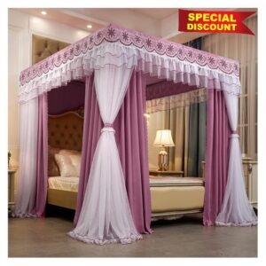 PPGE Home Bed Canopy European- style Luxury Double- rod Bed Curtains