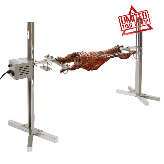 Electric Barbeque Rack Rotisserie Grill 2.5 RPM Bbq Rotisserie Kit with Motor Electric BBQ Grill X Shaped Bracket Outdoor Adjustable Height BBQ Rack for Picnic Garden Terrace Camping 20W