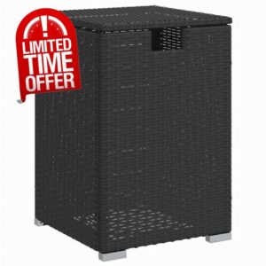 idaXL Black Propane Tank Cover/Table - Poly Rattan & Steel