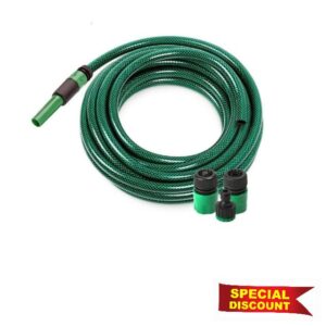 My Garden Hose Pipe 50M Includes 4 Fittings Connectors Flexible Braided 3 Layer Reinforced PVC Water Hosepipe Heavy Duty Anti-Kink All Seasons Hose 12.5MM Dia Ideal Watering Solutio