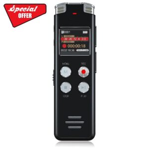 64GB Digital Voice Recorder with Voice Activated Recording and Playback - EVISTR L357 USB Rechargeable Dictaphone | Dictation Machine with MP3 Playe