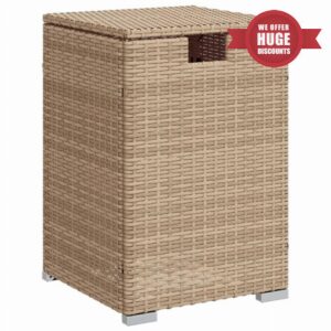 idaXL Propane Tank Cover Table - Beige Poly Rattan Gas Storage Holder for Outdoor Patio