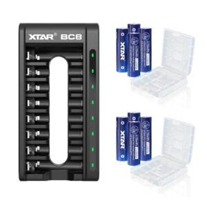 Rechargeable battery aa with charger XTAR 1.5V lithium aa battery with charger BC8 (BC8 Charger+8 * 1.5V AA 4150mWh)