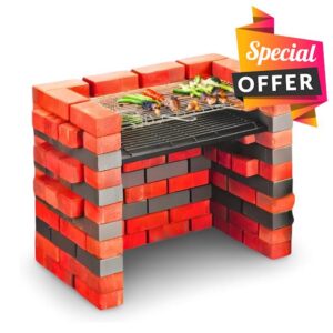 Trendi DIY Brick Charcoal BBQ Barbecue Stainless Steel Cooking Grill Kit | Ash Tray | Outdoor Cooking | Garden | 2 Piece grill rack