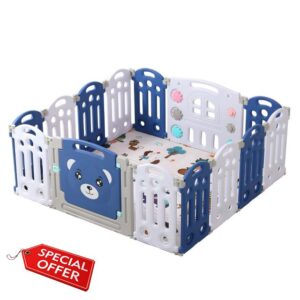 Baby Playpen Infant Activity Play Yard Children's Playpen Foldable Toddler Fence Indoor and Outdoor Baby Large Baby Activity Center Playground Park for Kid with Anti-Collision Foam (12+2)