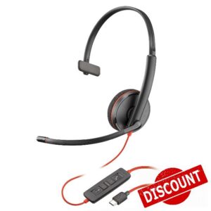Poly Blackwire 3210 Wired Headset - Noise-Canceling Mic - Single-Ear Design - Connect to PC/Mac via USB-C or USB-A - Works w/Teams