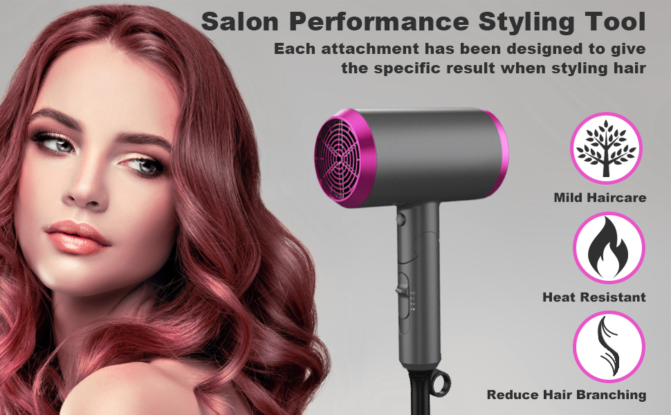 Travel Hair Dryer Professional with Diffuser, Hairdryer Low Noise Lightweight Blow Dryer
