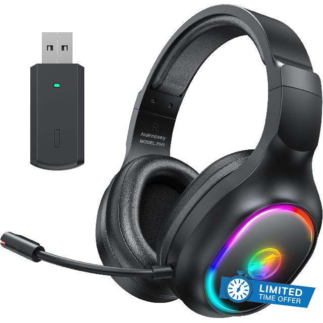 Awinnasey Wireless Gaming Headset with Microphone for PS4