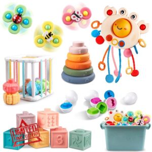 Plunack 6 in 1 Montessori Toys for Babies- Stacking Rings Blocks