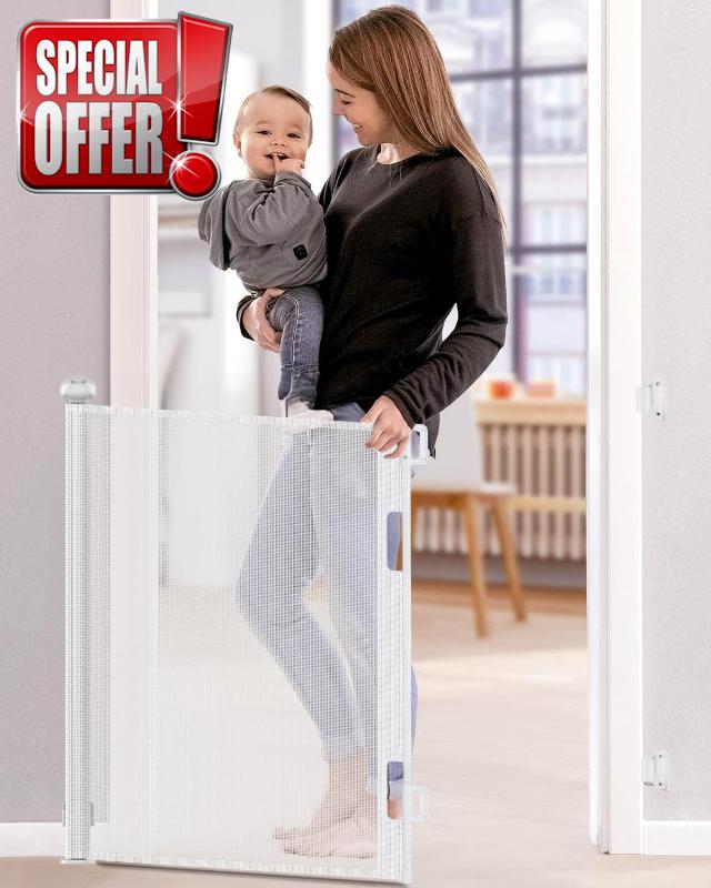 -140CM Retractable Stair Gate