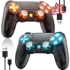 Bonacell 2Pack Wireless controllers for Ps-4 Gamepad with LED 6-Axis Motion Sensor Turbo Touch Pad Joystick for P-s4/pro/slim/PC Windows