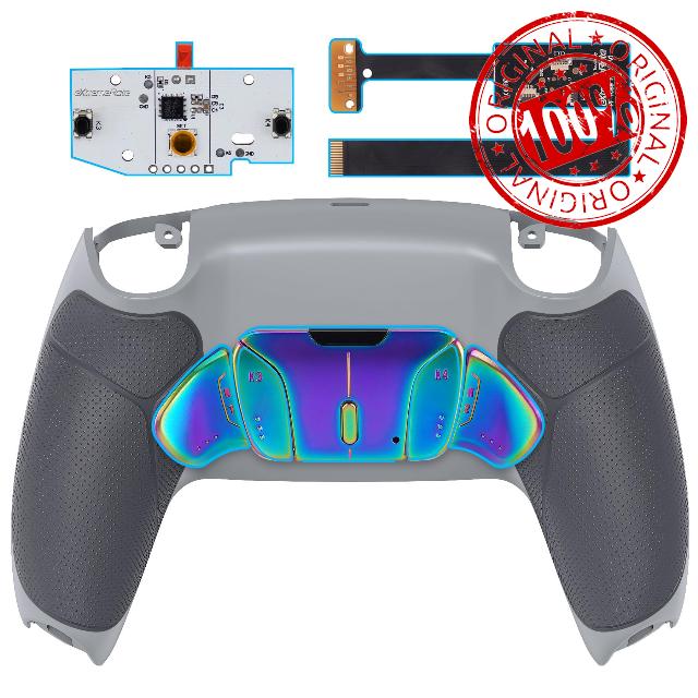 eXtremeRate Rainbow Aura Blue Purple Real Metal Buttons RMB RISE4 Remap Kit for ps5 Controller BDM-010 BDM-020