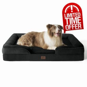Bedsure Large Dog Bed Sofa - Washable Orthopedic Dog Beds and Couch with Removable Flannel Cover