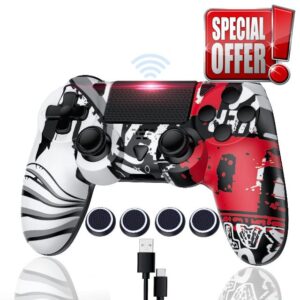 Bonacell Wireless Controller with 4 joystick caps for Ps-4 Gamepad with 6-Axis Motion Sensor Turbo Touch Pad Joystick for P-s4/pro/slim/PC Windows