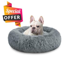 Mirkoo Dog Beds Calming Donut Pet Bed Washable Anti Anxiety Faux Fur Pet Bed