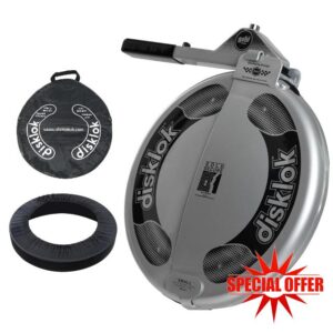 Disklok Gold Security Edition Combo Pack Car Steering Wheel Cover Anti-Angle Grinder Anti-Theft Lock Police Approved Inc. Bag & Cover (Silver