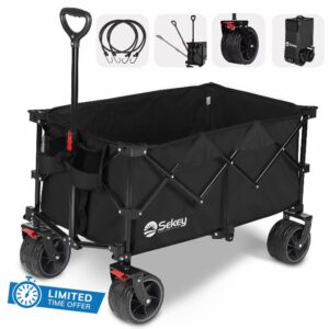 Sekey 200L Folding Festival Trolley with All-Terrain Extra Wide Wheels and Brake