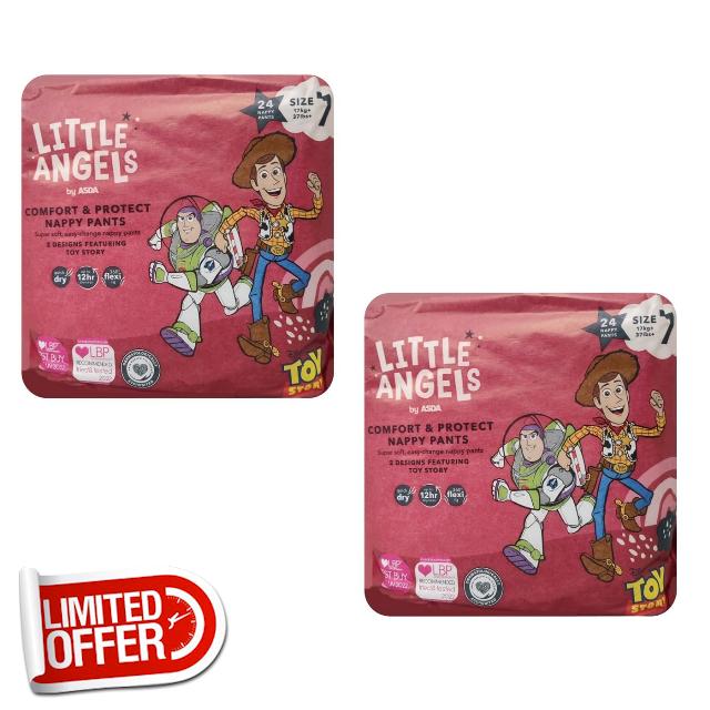2X Little Angels Size 7 Disney Nappy Pants 24 Pack